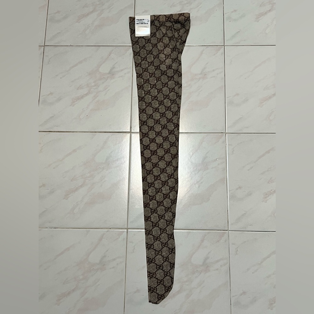 Gucci GG Supreme Tights Beige / Dark Brown Women’s Size M Authentic New